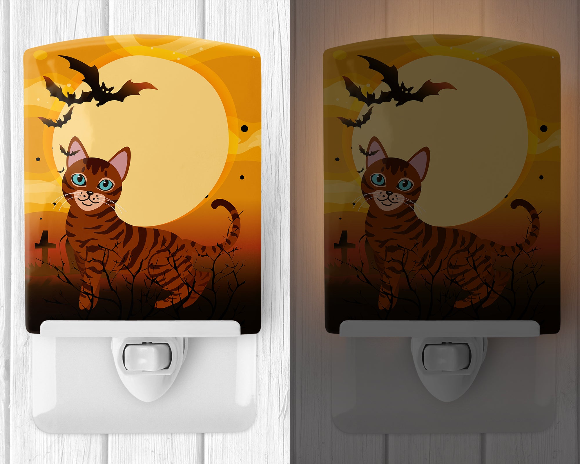 Halloween Toyger Cat Ceramic Night Light BB4459CNL - the-store.com