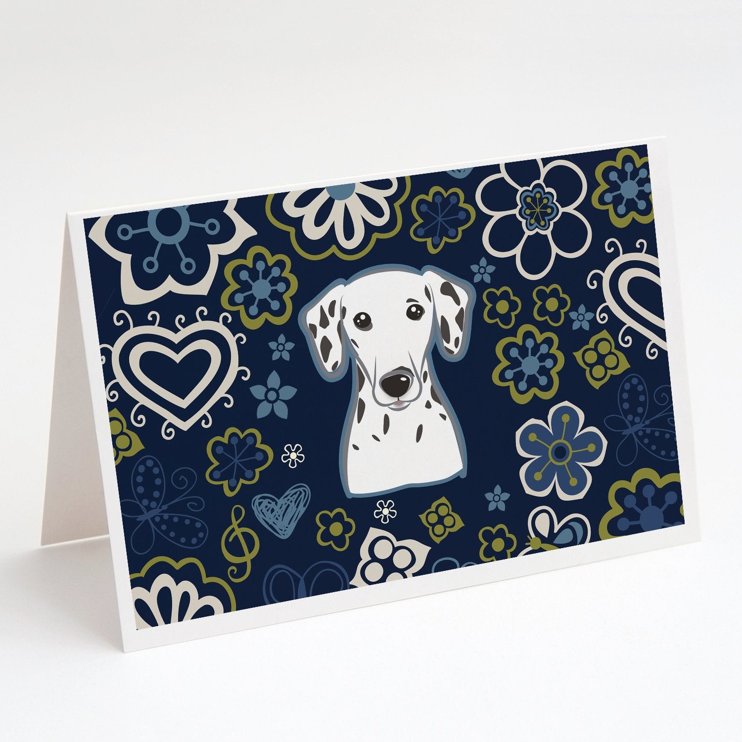 Buy this Blue Flowers Dalmatian Greeting Cards and Envelopes Pack of 8