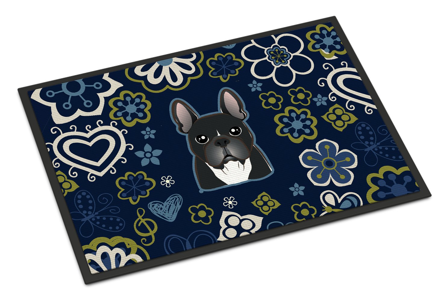 Blue Flowers French Bulldog Indoor or Outdoor Mat 24x36 BB5078JMAT by Caroline's Treasures