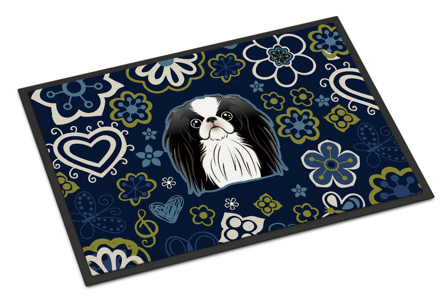 Blue Flowers Japanese Chin Indoor or Outdoor Mat 24x36 BB5081JMAT by Caroline's Treasures
