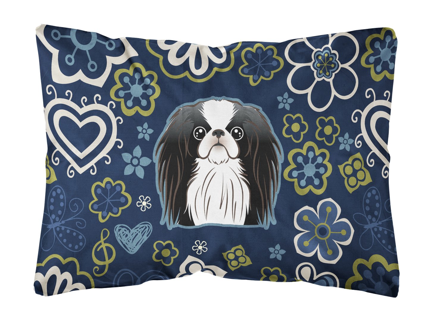 Blue Flowers Japanese Chin Canvas Fabric Decorative Pillow BB5081PW1216 by Caroline's Treasures