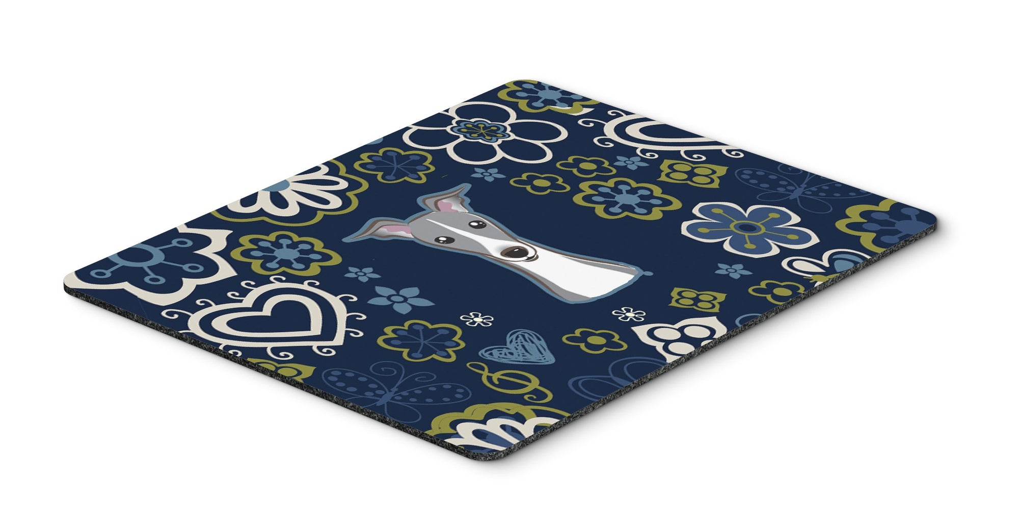 Blue Flowers Italian Greyhound Mouse Pad, Hot Pad or Trivet BB5087MP by Caroline's Treasures