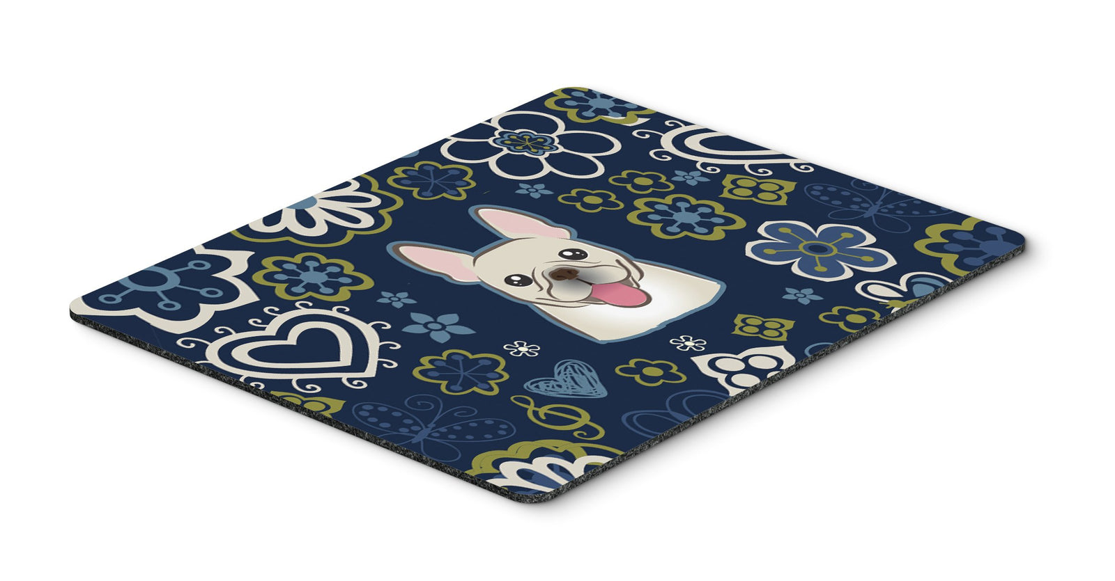 Blue Flowers French Bulldog Mouse Pad, Hot Pad or Trivet BB5089MP by Caroline's Treasures