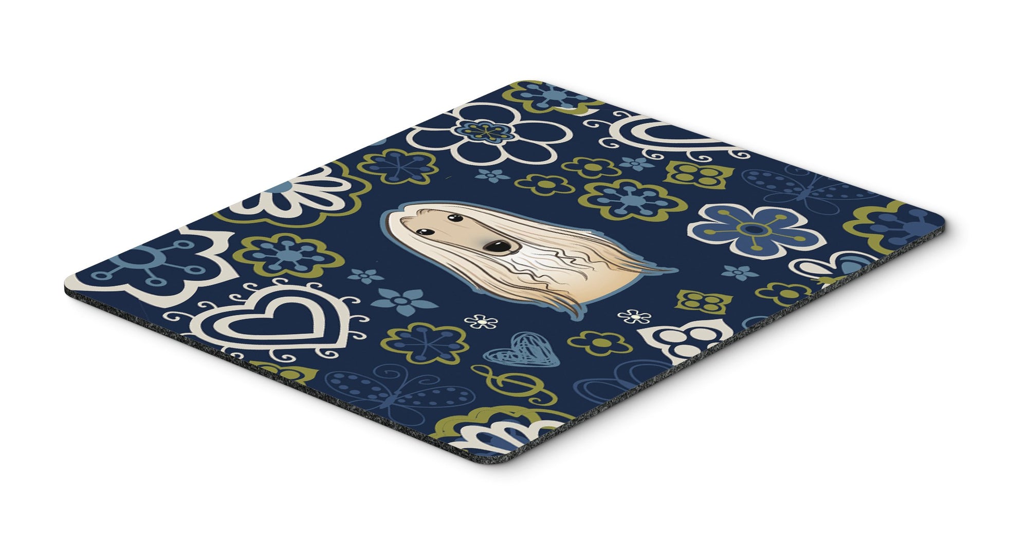 Blue Flowers Afghan Hound Mouse Pad, Hot Pad or Trivet by Caroline's Treasures