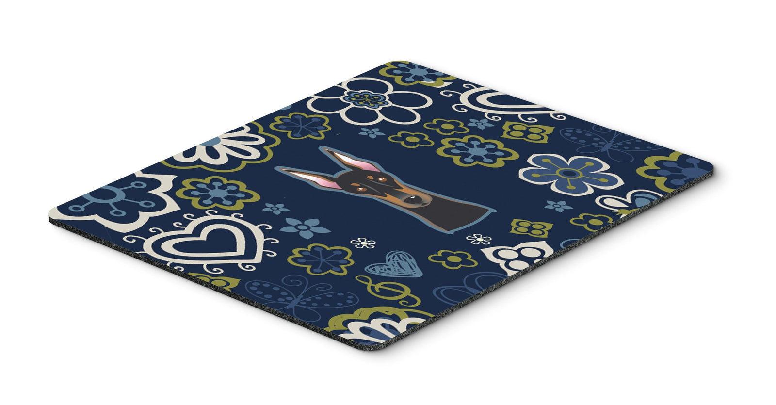 Blue Flowers Doberman Pinscher Mouse Pad, Hot Pad or Trivet by Caroline's Treasures