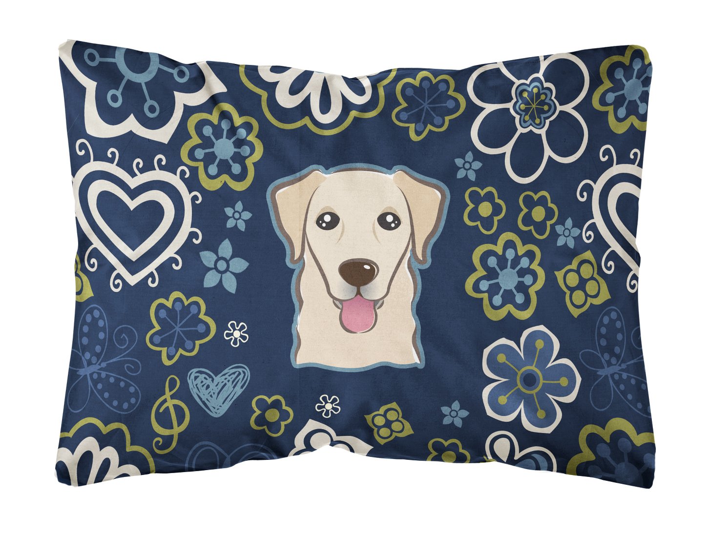 Blue Flowers Golden Retriever Canvas Fabric Decorative Pillow BB5103PW1216 by Caroline's Treasures