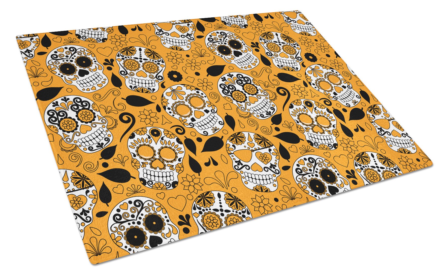 Day of the Dead Orange Glass Cutting Board Large BB5118LCB by Caroline's Treasures