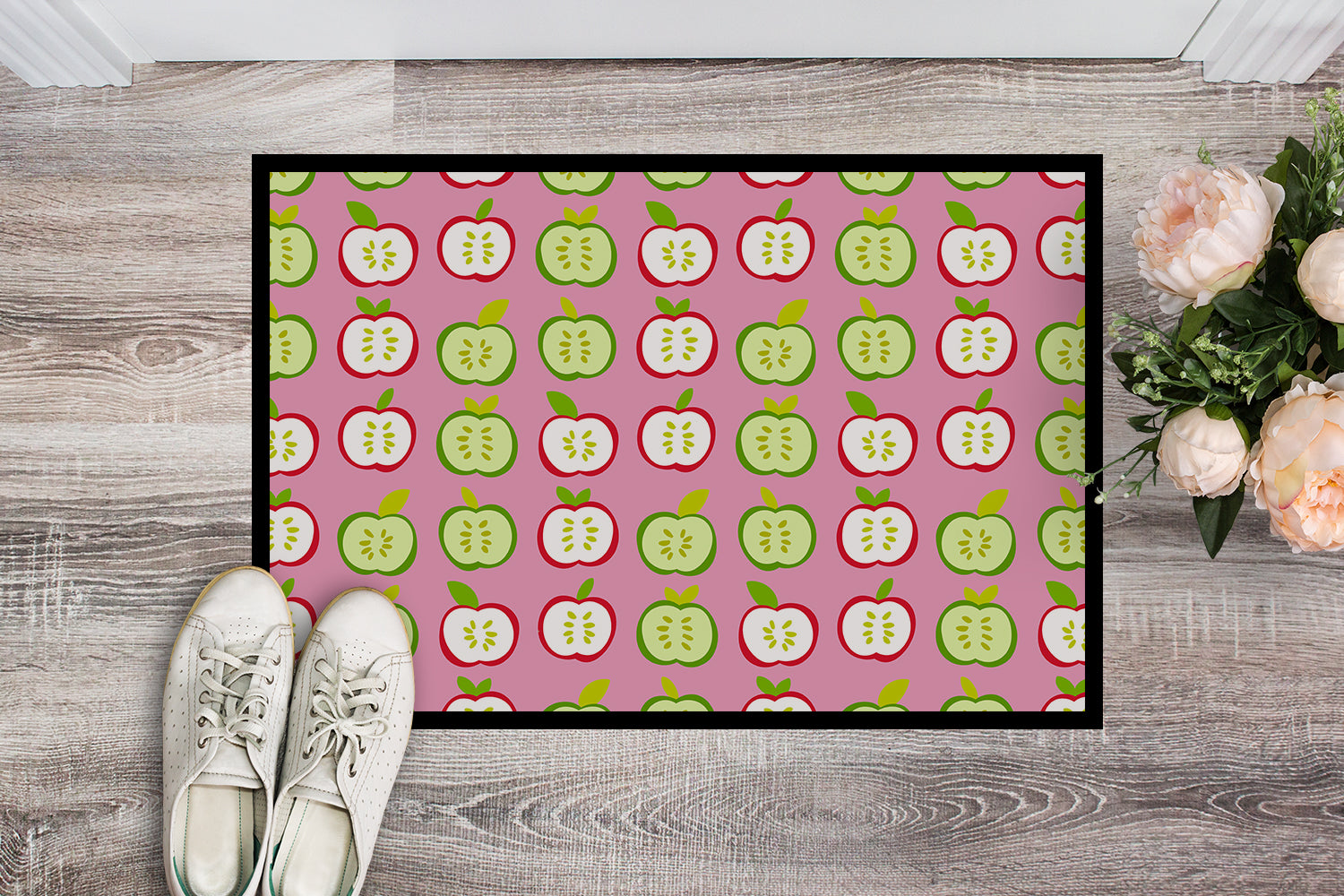 Apples on Pink Indoor or Outdoor Mat 18x27 BB5141MAT - the-store.com