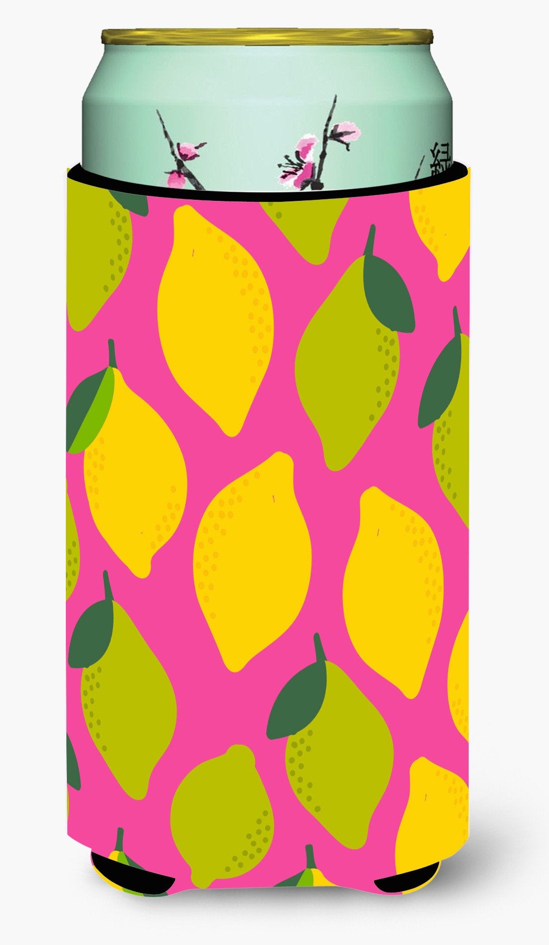 Lemons and Limes on Pink Tall Boy Beverage Insulator Hugger BB5143TBC by Caroline's Treasures