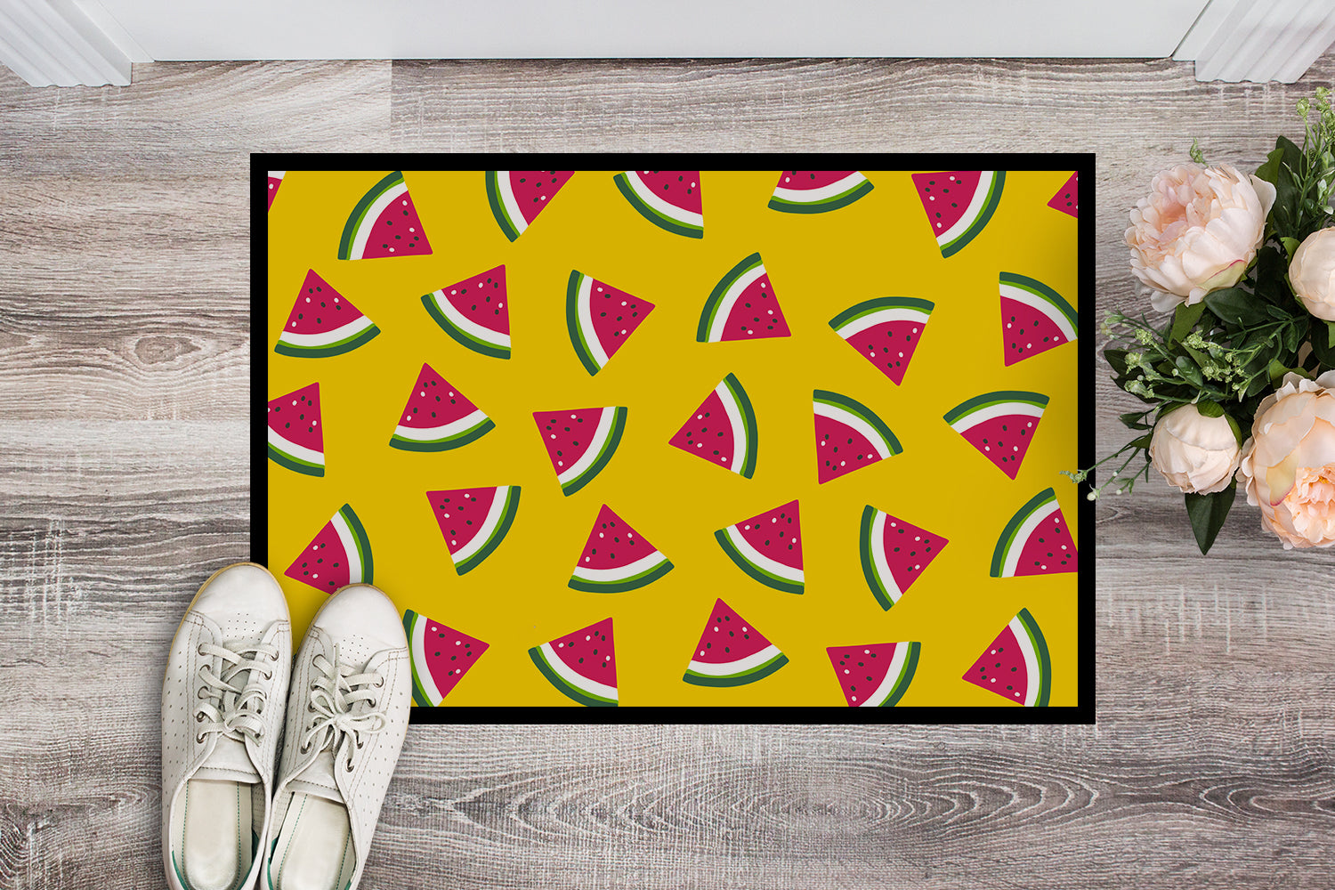 Watermelon on Yellow Indoor or Outdoor Mat 18x27 BB5144MAT - the-store.com