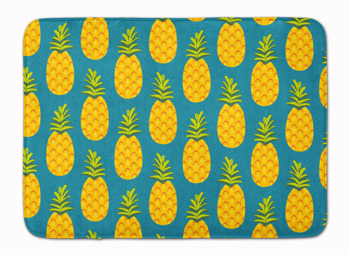 Pineapples on Teal Machine Washable Memory Foam Mat BB5145RUG - the-store.com