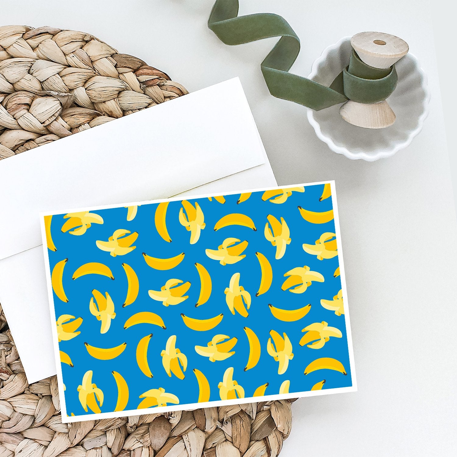 Buy this Bananas on Blue Greeting Cards and Envelopes Pack of 8