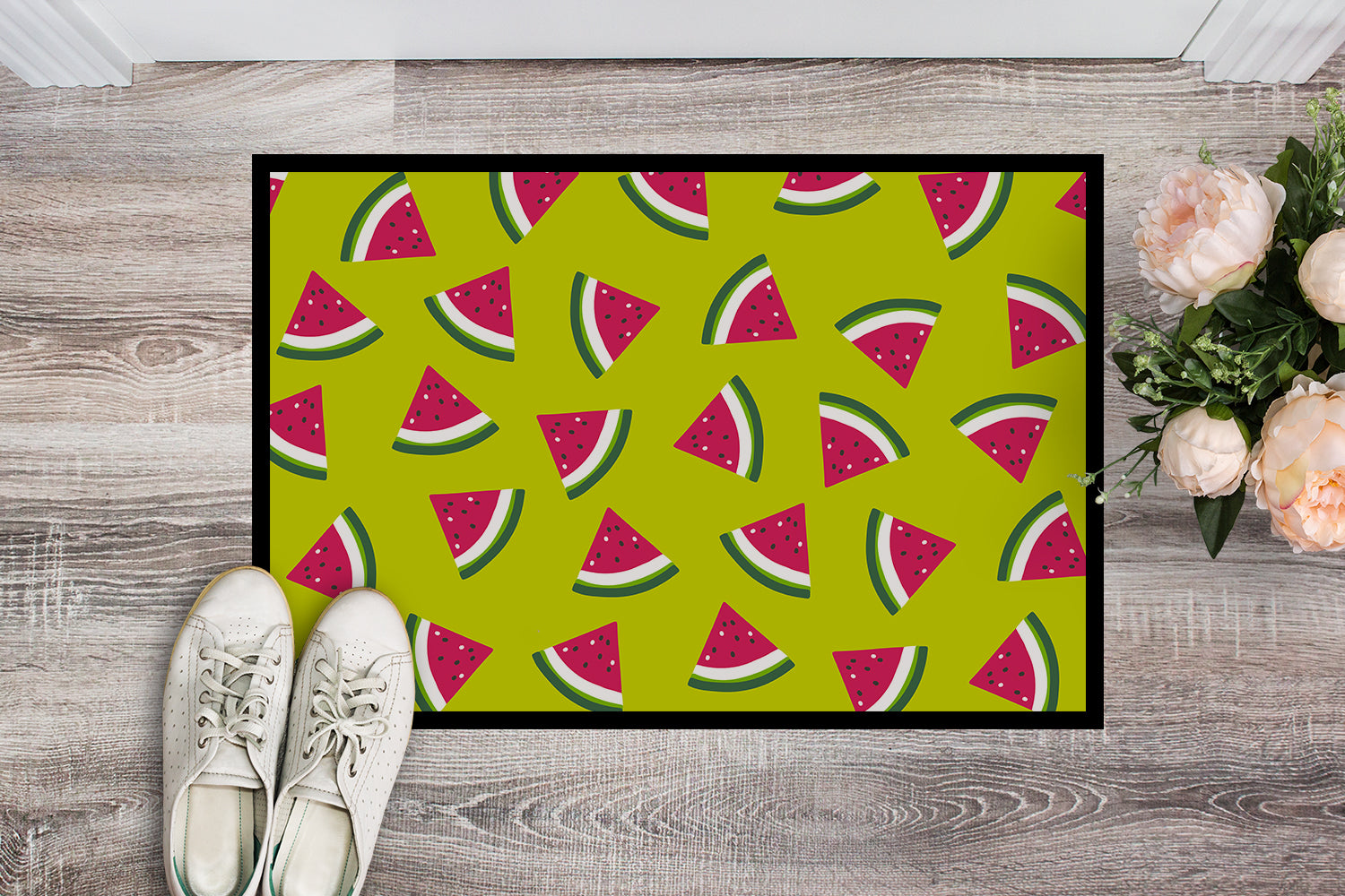 Watermelon on Lime Green Indoor or Outdoor Mat 18x27 BB5151MAT - the-store.com