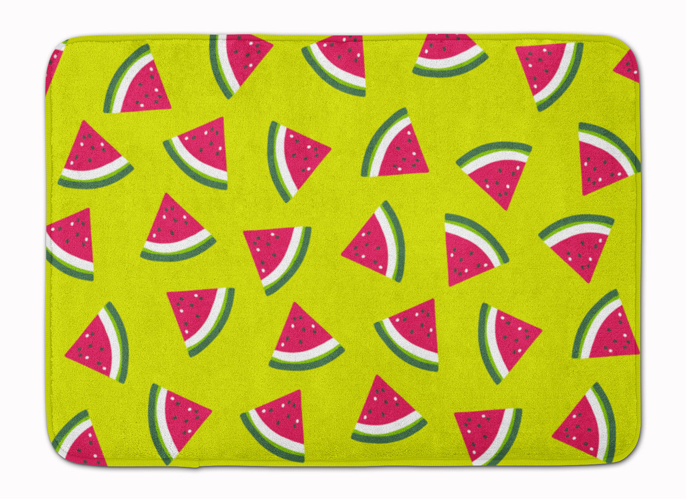Watermelon on Lime Green Machine Washable Memory Foam Mat BB5151RUG - the-store.com