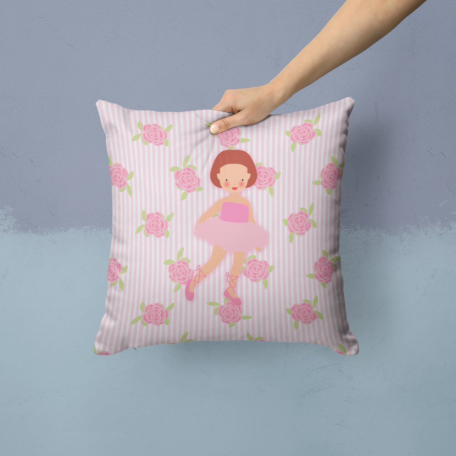 Ballerina Red Short Hair Fabric Decorative Pillow BB5191PW1414 - the-store.com