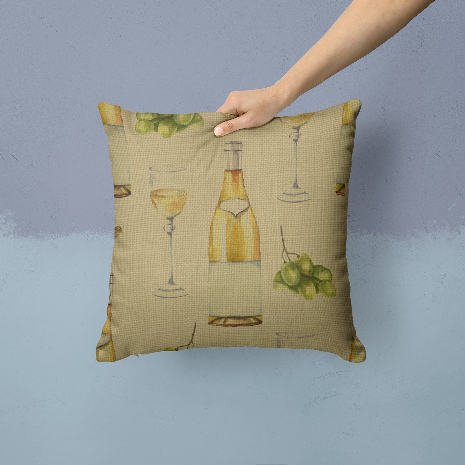 White Wine on Linen Fabric Decorative Pillow BB5194PW1414 - the-store.com