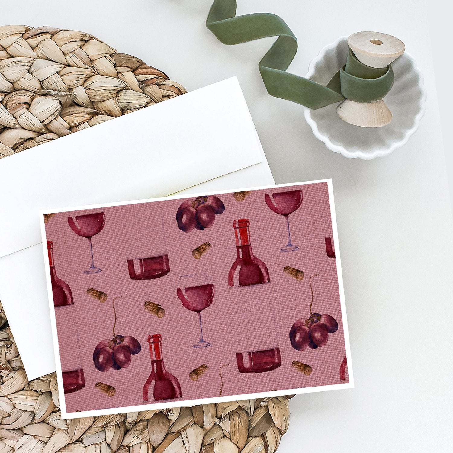 Buy this Red Wine on Linen Greeting Cards and Envelopes Pack of 8