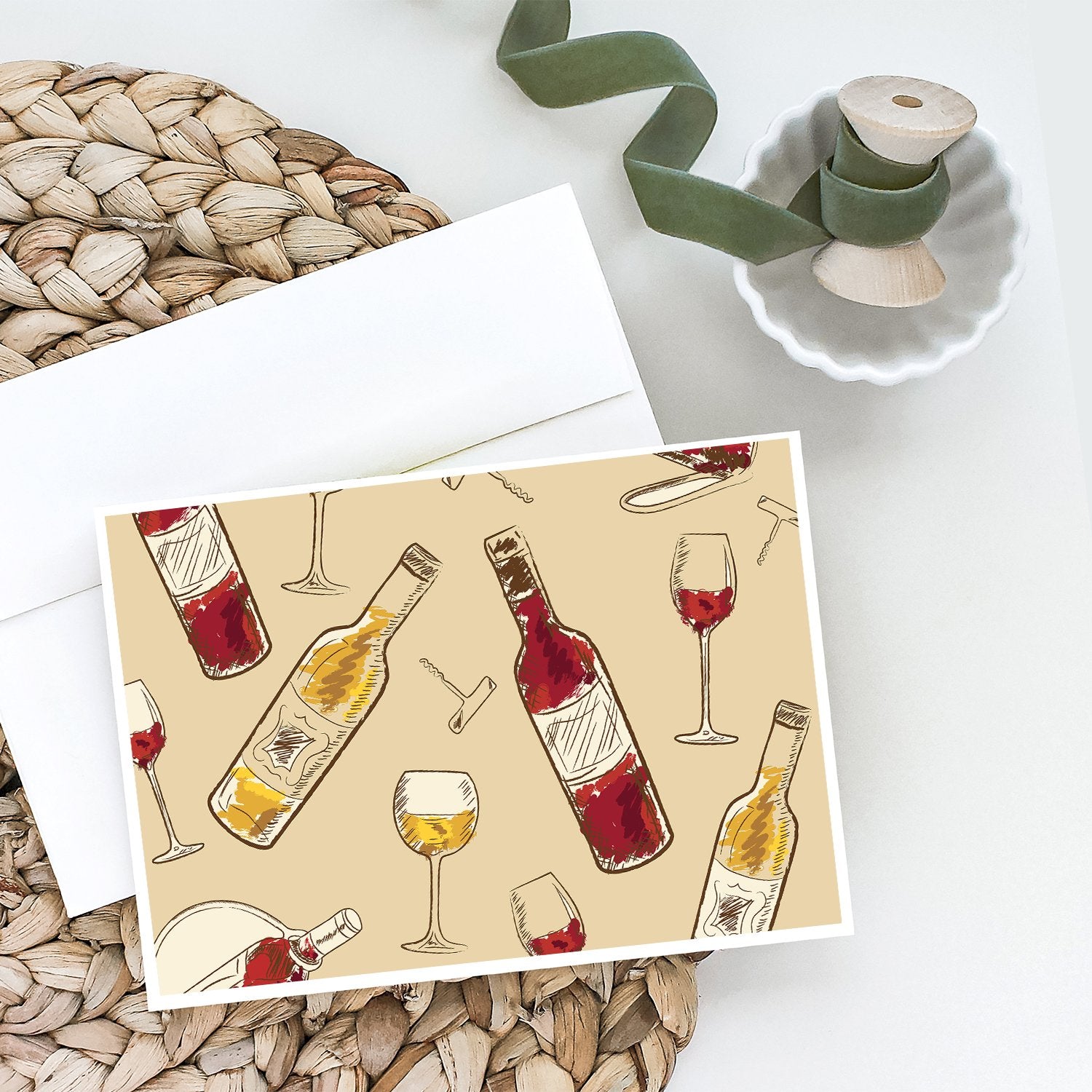 Buy this Red and White Wine Greeting Cards and Envelopes Pack of 8