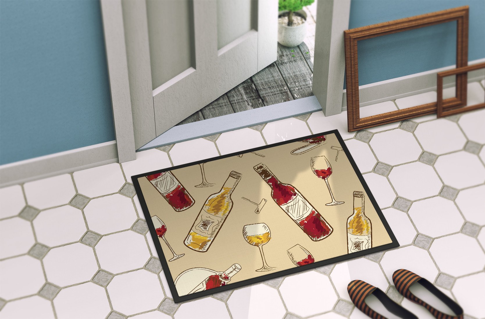 Red and White Wine Indoor or Outdoor Mat 24x36 BB5196JMAT by Caroline's Treasures