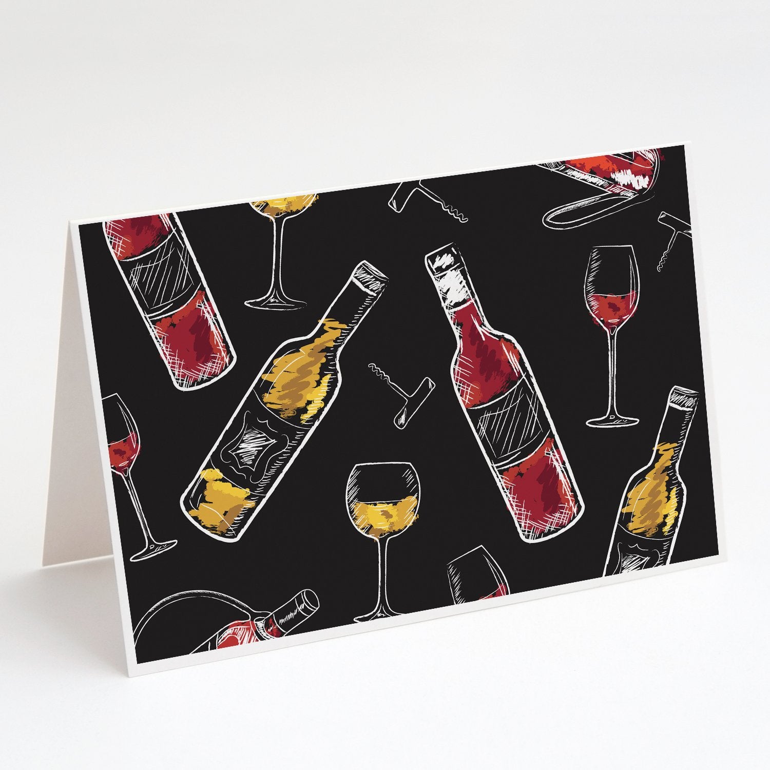 Buy this Red and White Wine on Black Greeting Cards and Envelopes Pack of 8