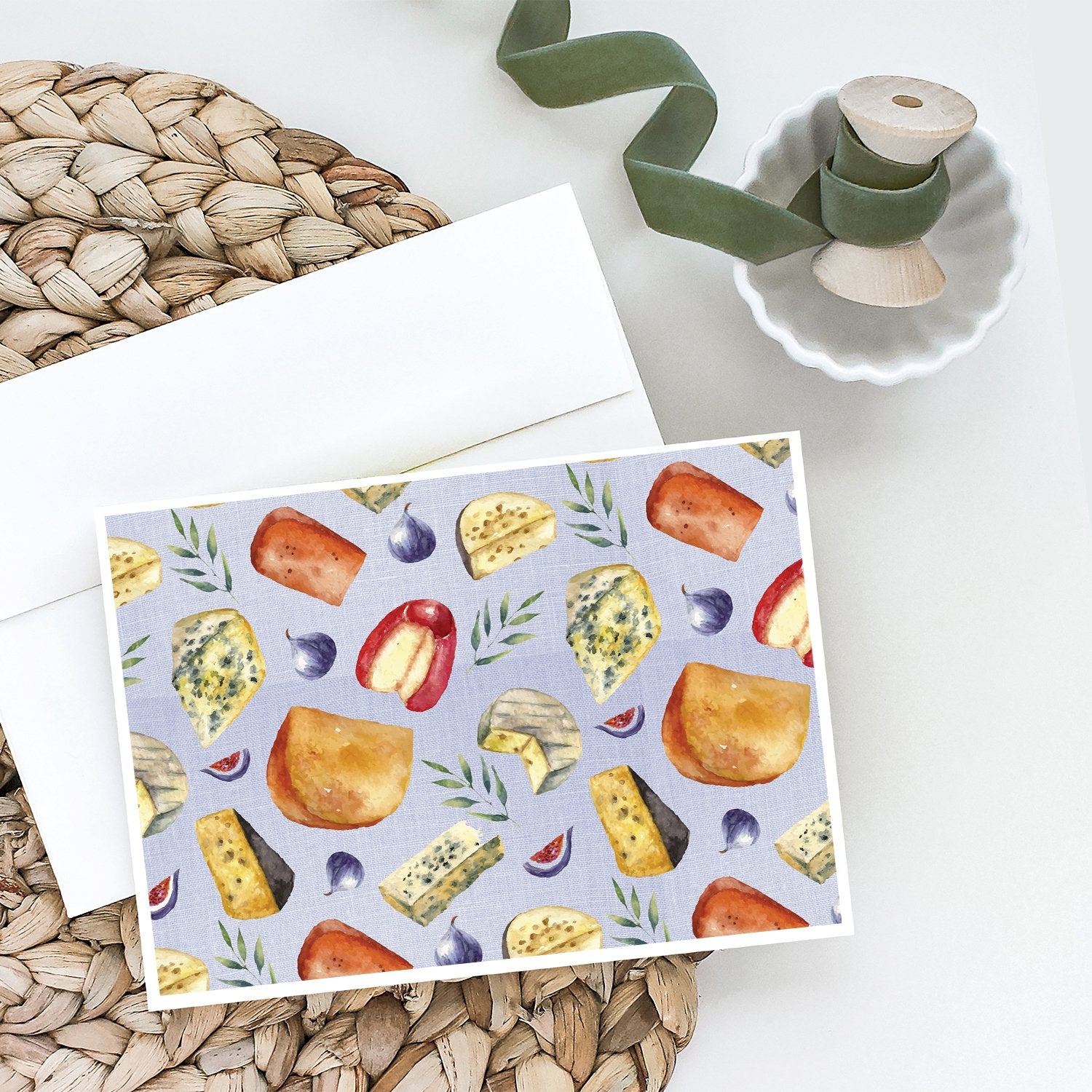 Assortment of Cheeses Greeting Cards and Envelopes Pack of 8 - the-store.com