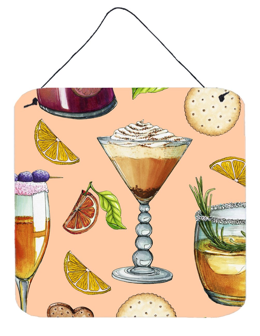Drinks and Cocktails Peach Wall or Door Hanging Prints BB5200DS66 by Caroline's Treasures