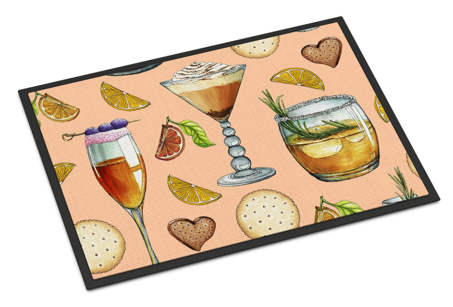 Drinks and Cocktails Peach Indoor or Outdoor Mat 24x36 BB5200JMAT by Caroline's Treasures