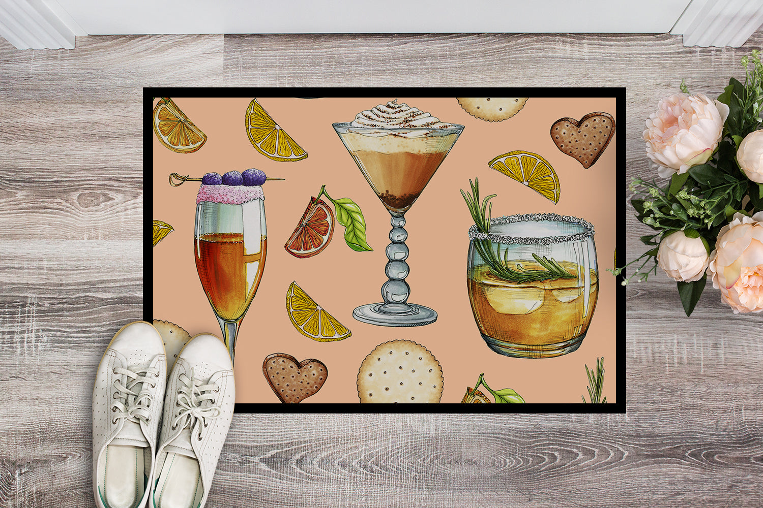 Drinks and Cocktails Peach Indoor or Outdoor Mat 18x27 BB5200MAT - the-store.com