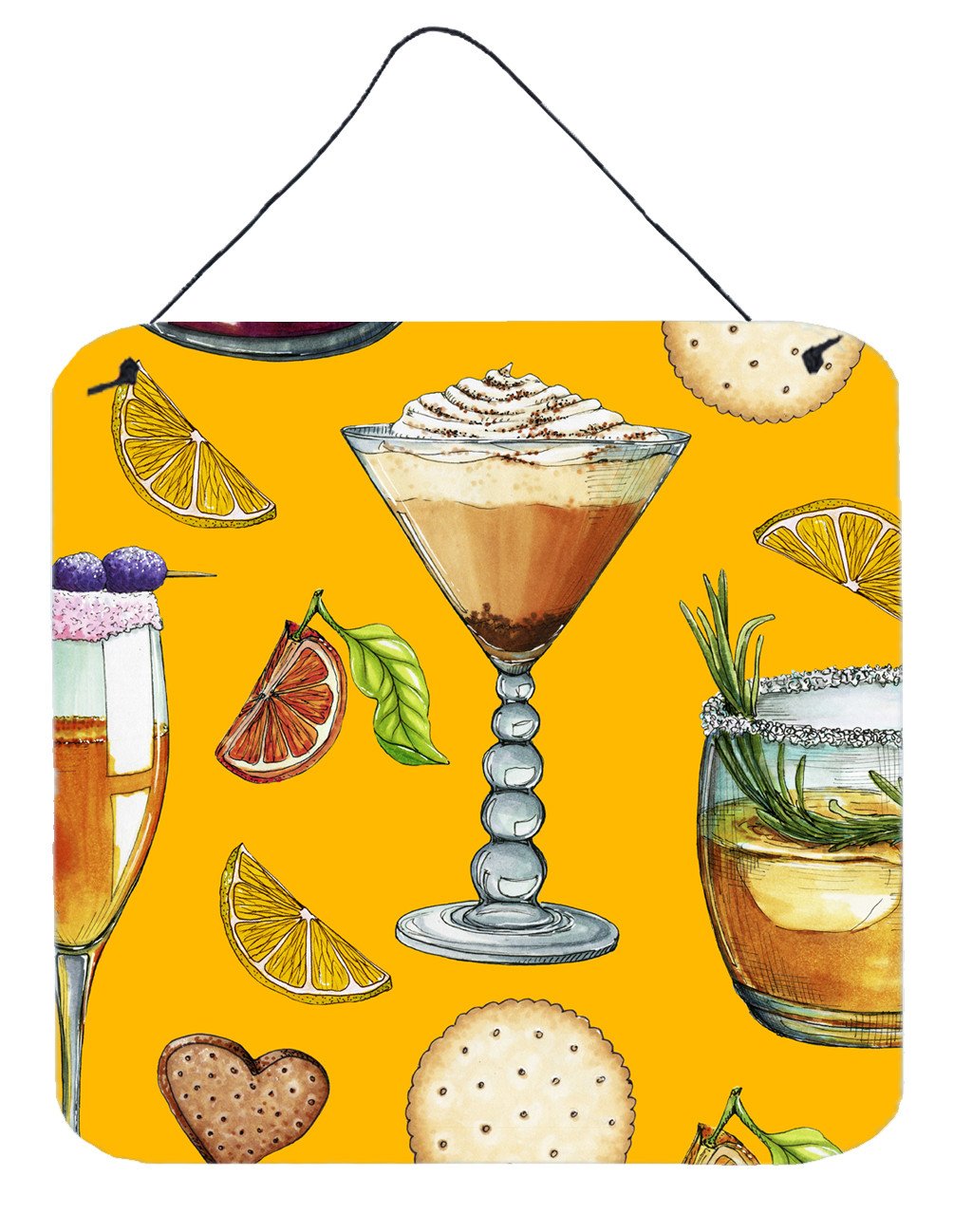 Drinks and Cocktails Gold Wall or Door Hanging Prints BB5202DS66 by Caroline's Treasures