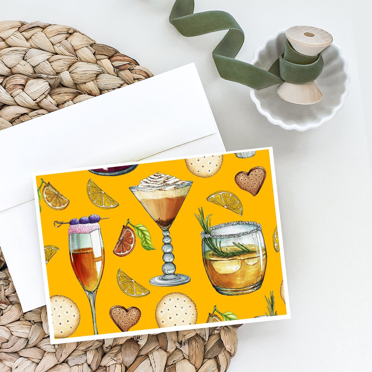 Buy this Drinks and Cocktails Gold Greeting Cards and Envelopes Pack of 8