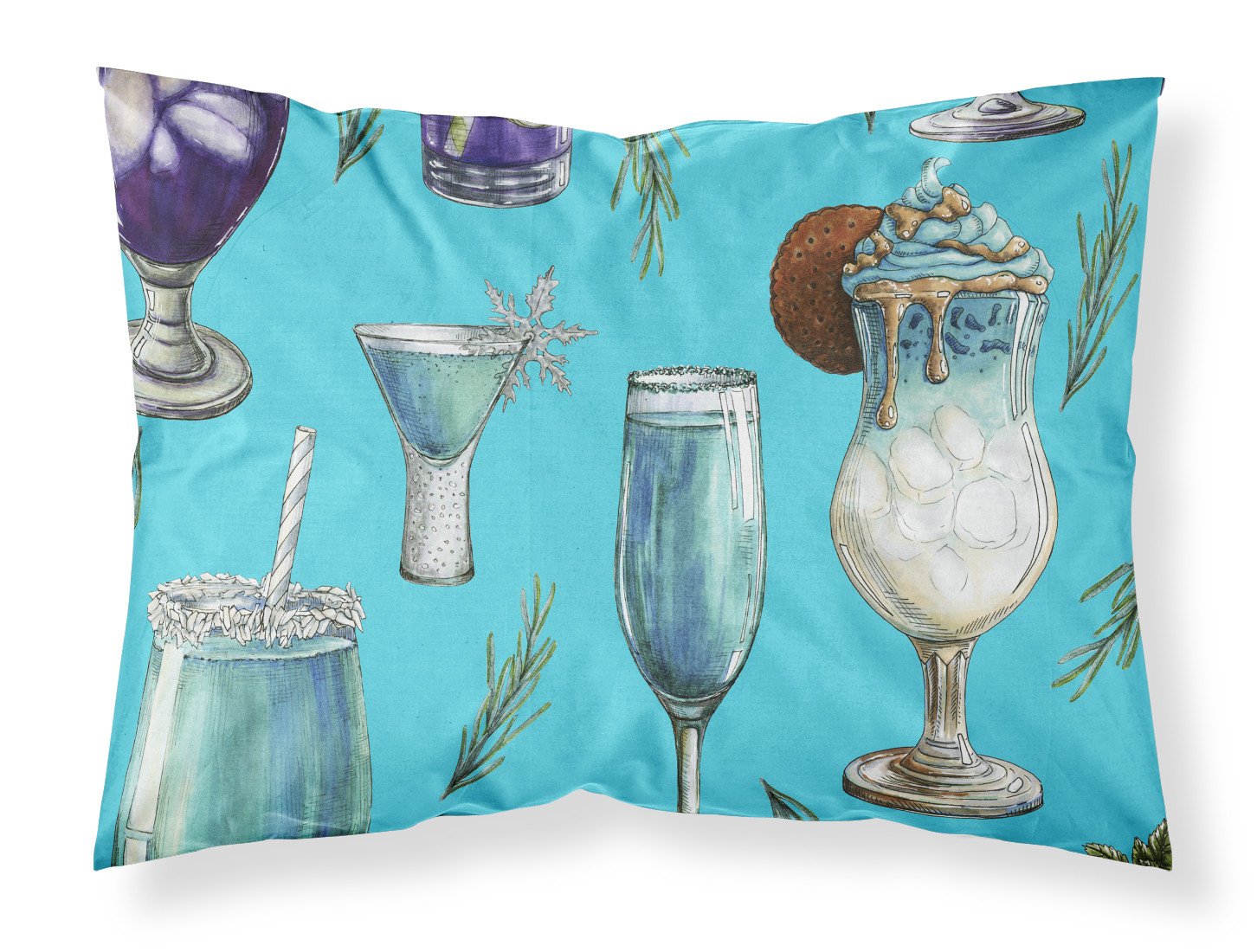 Drinks and Cocktails Blue Fabric Standard Pillowcase BB5203PILLOWCASE by Caroline's Treasures