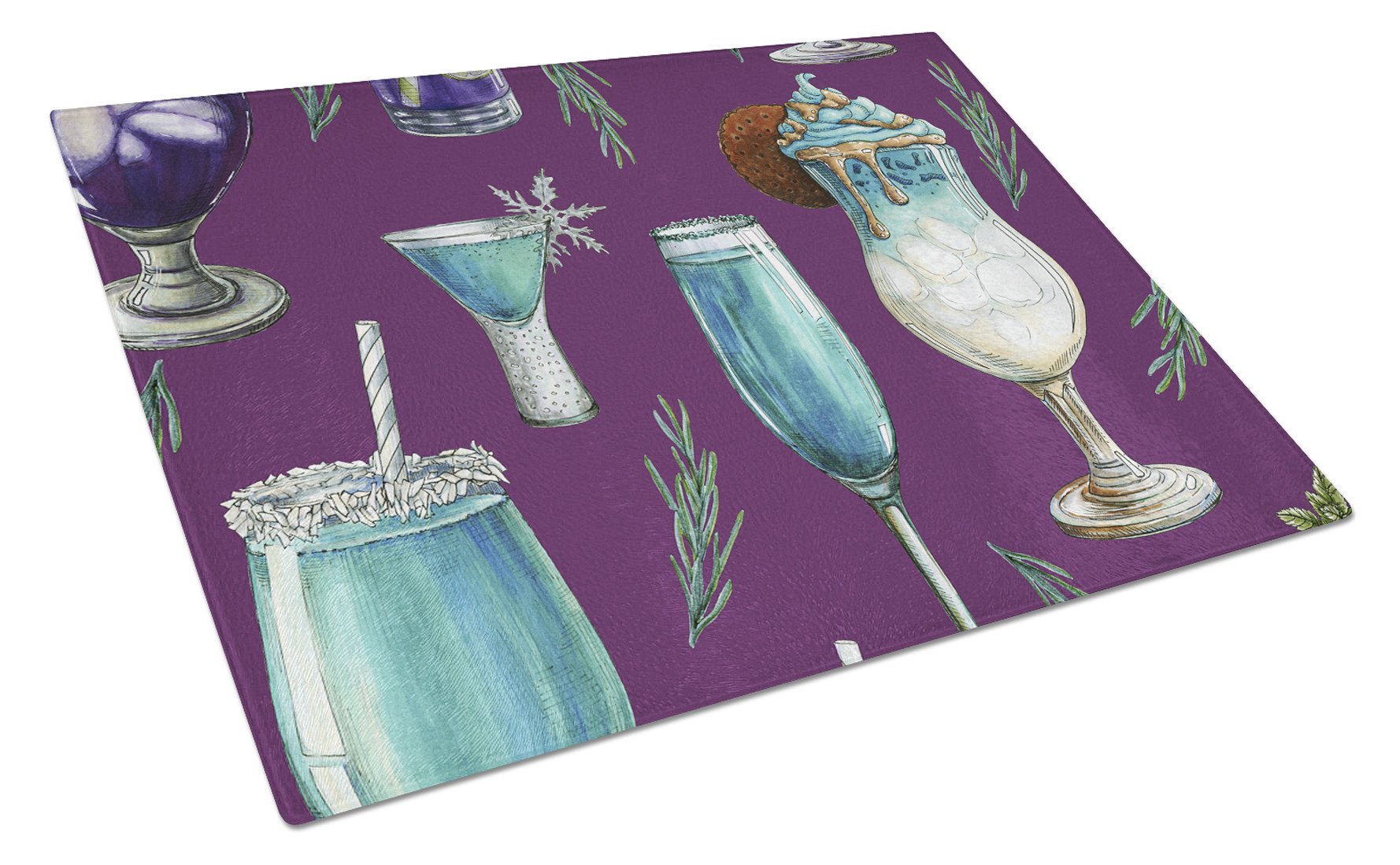 Drinks and Cocktails Purple Glass Cutting Board Large BB5204LCB by Caroline's Treasures