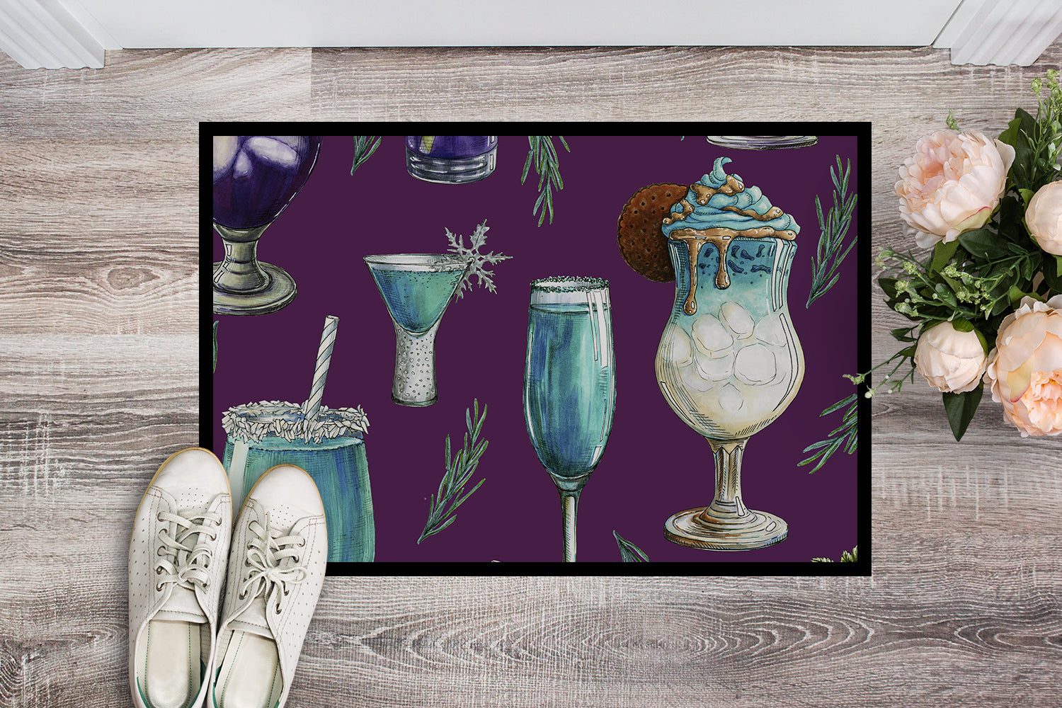 Drinks and Cocktails Purple Indoor or Outdoor Mat 18x27 BB5204MAT - the-store.com