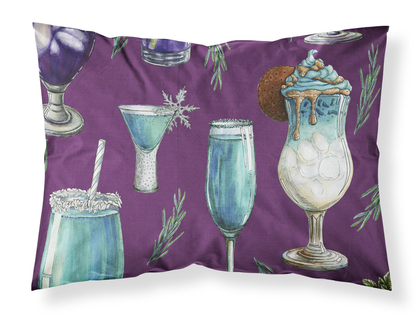 Drinks and Cocktails Purple Fabric Standard Pillowcase BB5204PILLOWCASE by Caroline's Treasures