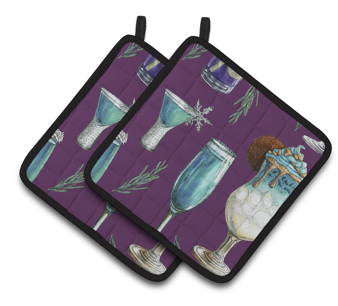 Drinks and Cocktails Purple Pair of Pot Holders BB5204PTHD by Caroline's Treasures