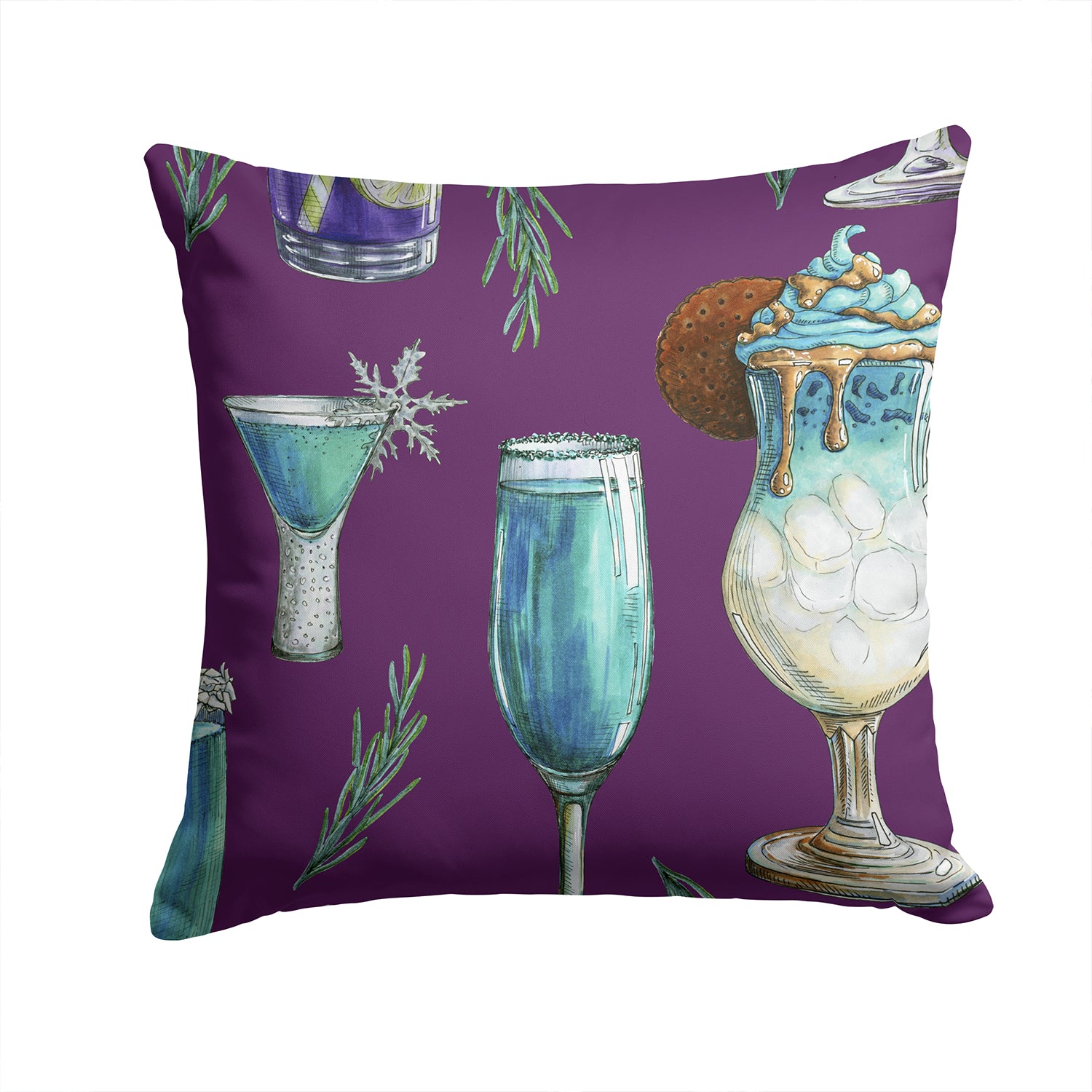 Drinks and Cocktails Purple Fabric Decorative Pillow BB5204PW1414 - the-store.com