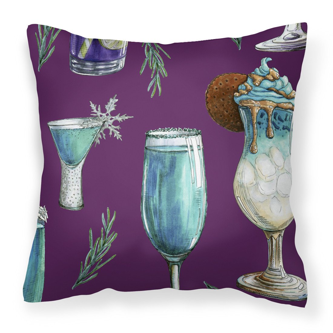 Drinks and Cocktails Purple Fabric Decorative Pillow BB5204PW1818 by Caroline&#39;s Treasures