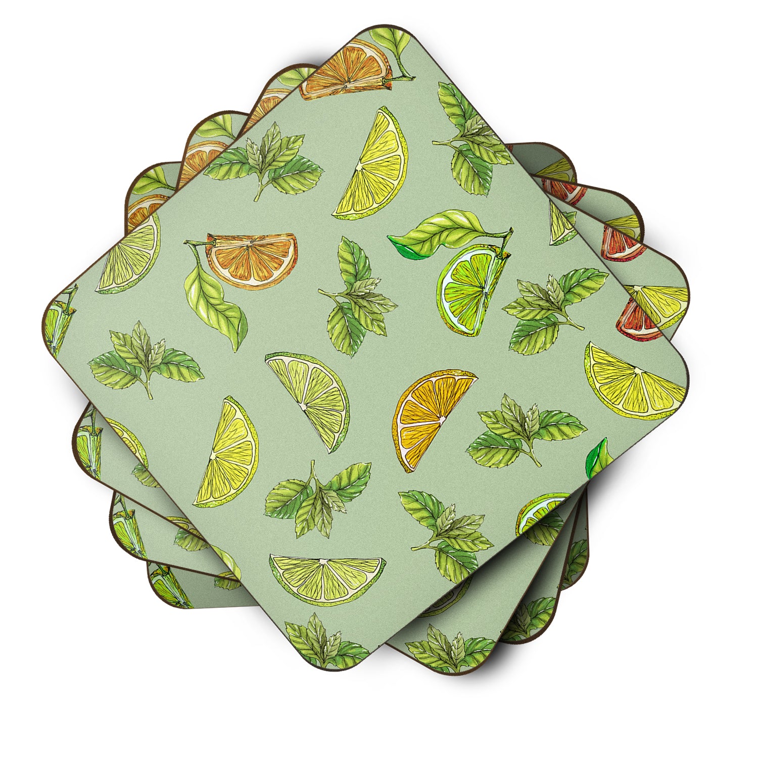 Lemons, Limes and Oranges Foam Coaster Set of 4 BB5206FC - the-store.com