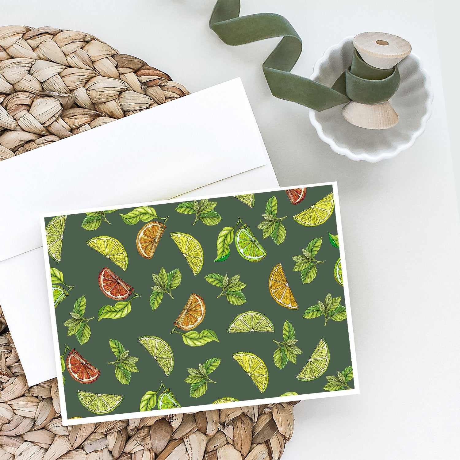 Lemons, Limes and Oranges Greeting Cards and Envelopes Pack of 8 - the-store.com