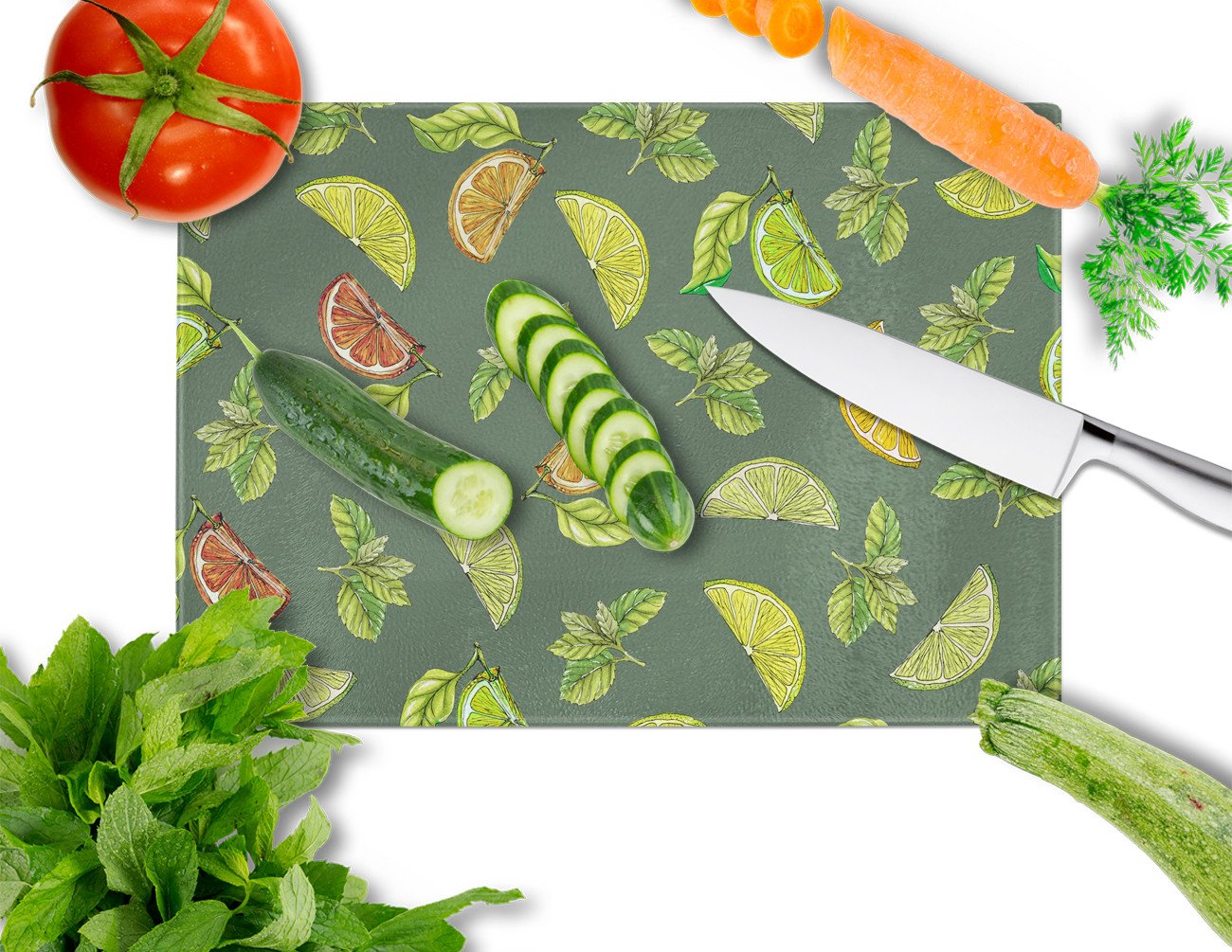 Lemons, Limes and Oranges Glass Cutting Board Large BB5207LCB by Caroline's Treasures