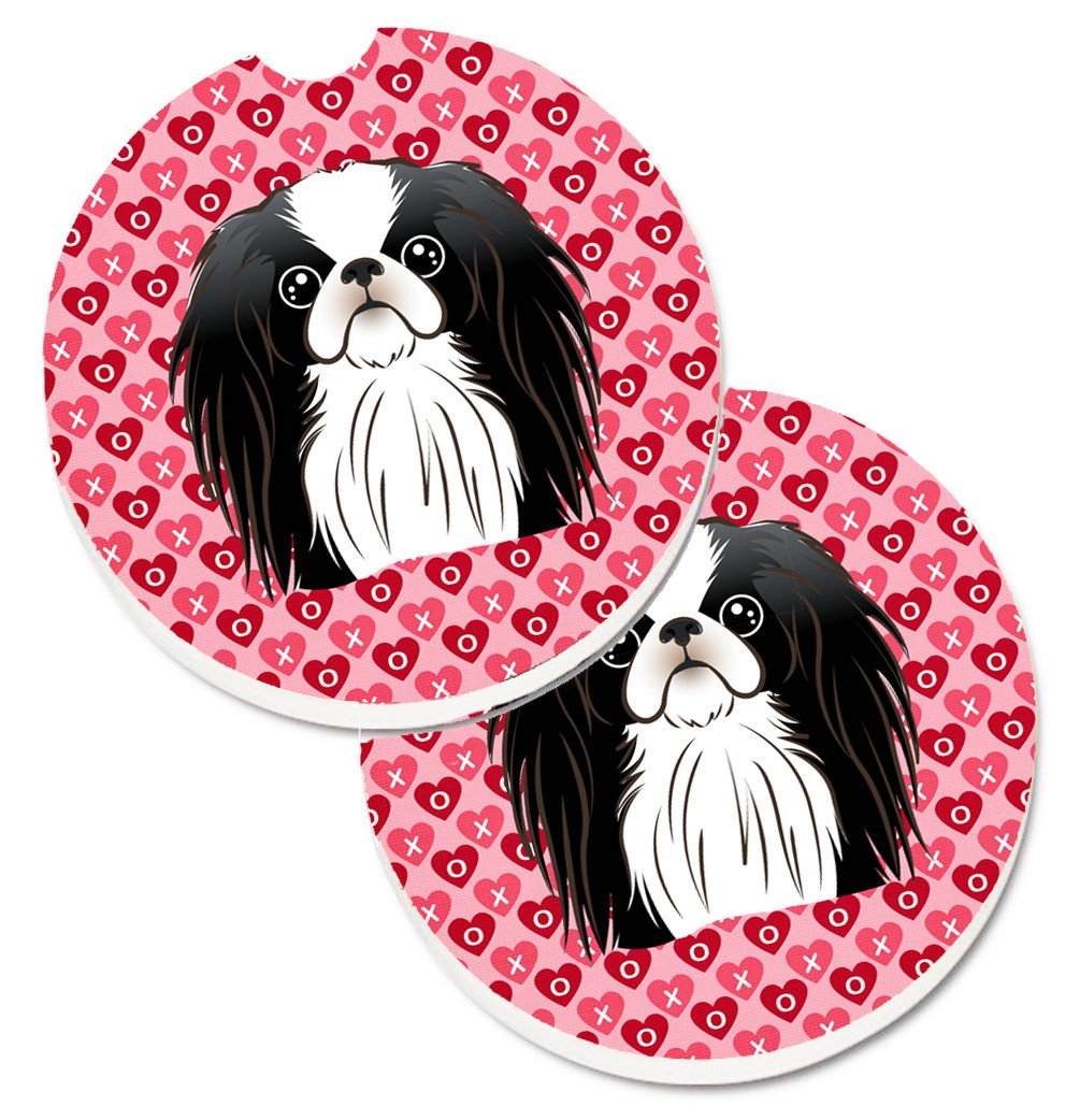 Japanese Chin Hearts Set of 2 Cup Holder Car Coasters BB5300CARC by Caroline's Treasures