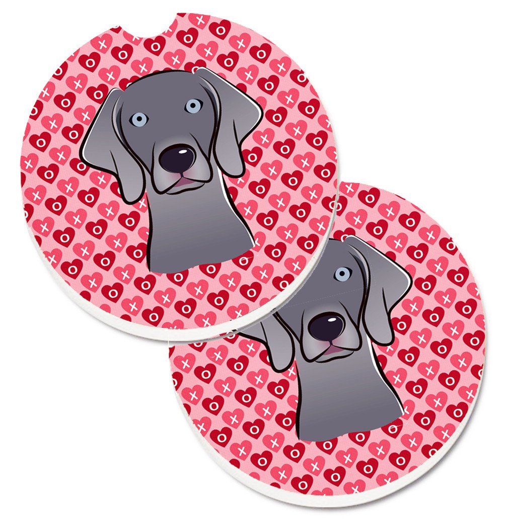 Weimaraner Hearts Set of 2 Cup Holder Car Coasters BB5301CARC by Caroline&#39;s Treasures