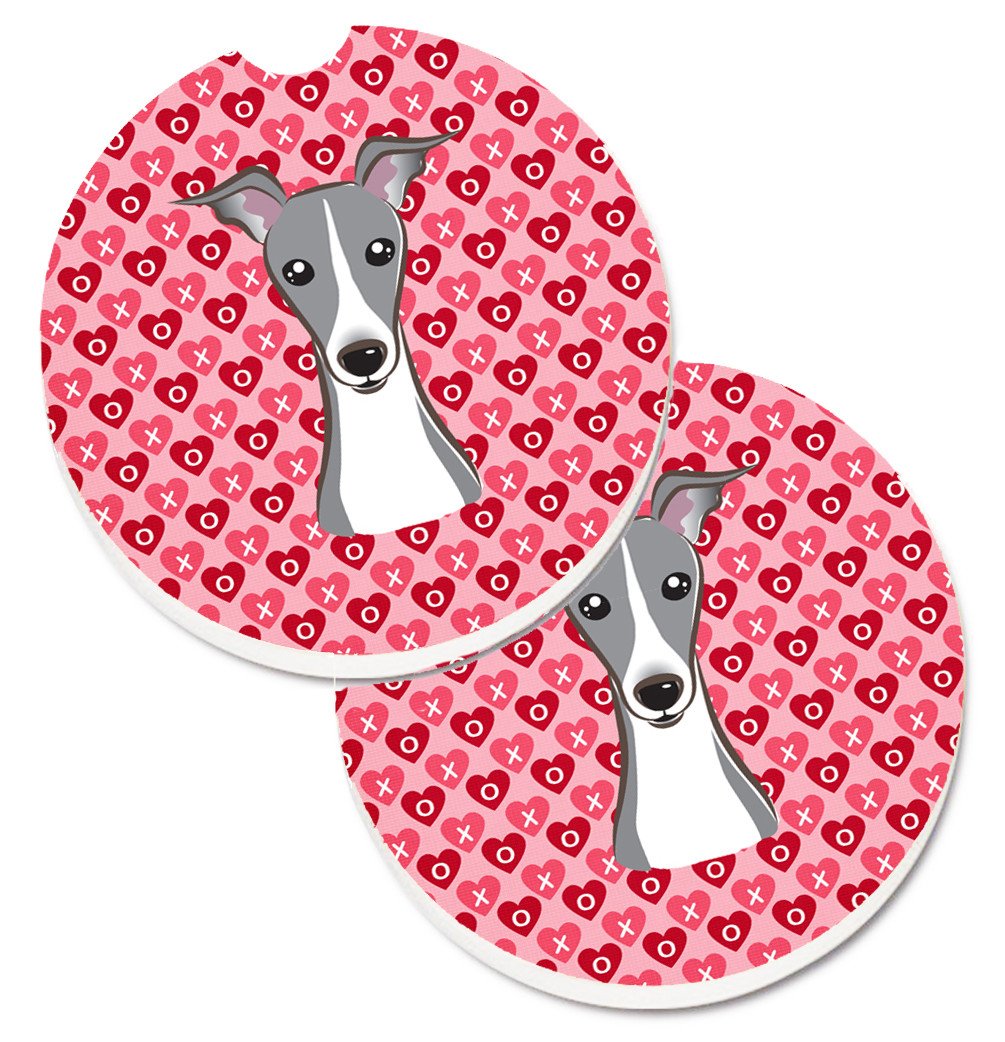 Italian Greyhound Hearts Set of 2 Cup Holder Car Coasters BB5306CARC by Caroline&#39;s Treasures