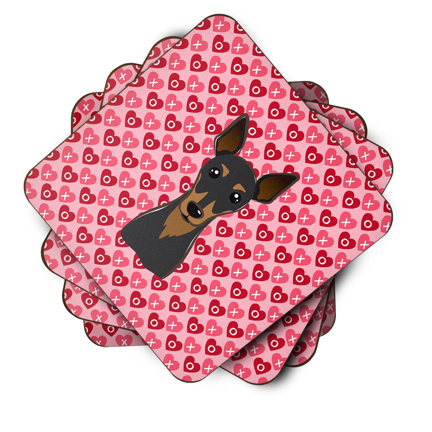 Min Pin Hearts Foam Coaster Set of 4 BB5310FC - the-store.com