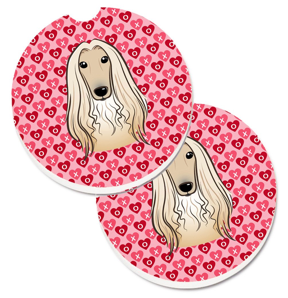 Afghan Hound Hearts Set of 2 Cup Holder Car Coasters BB5314CARC by Caroline&#39;s Treasures