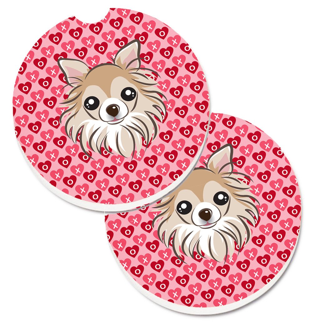 Chihuahua Hearts Set of 2 Cup Holder Car Coasters BB5321CARC by Caroline&#39;s Treasures