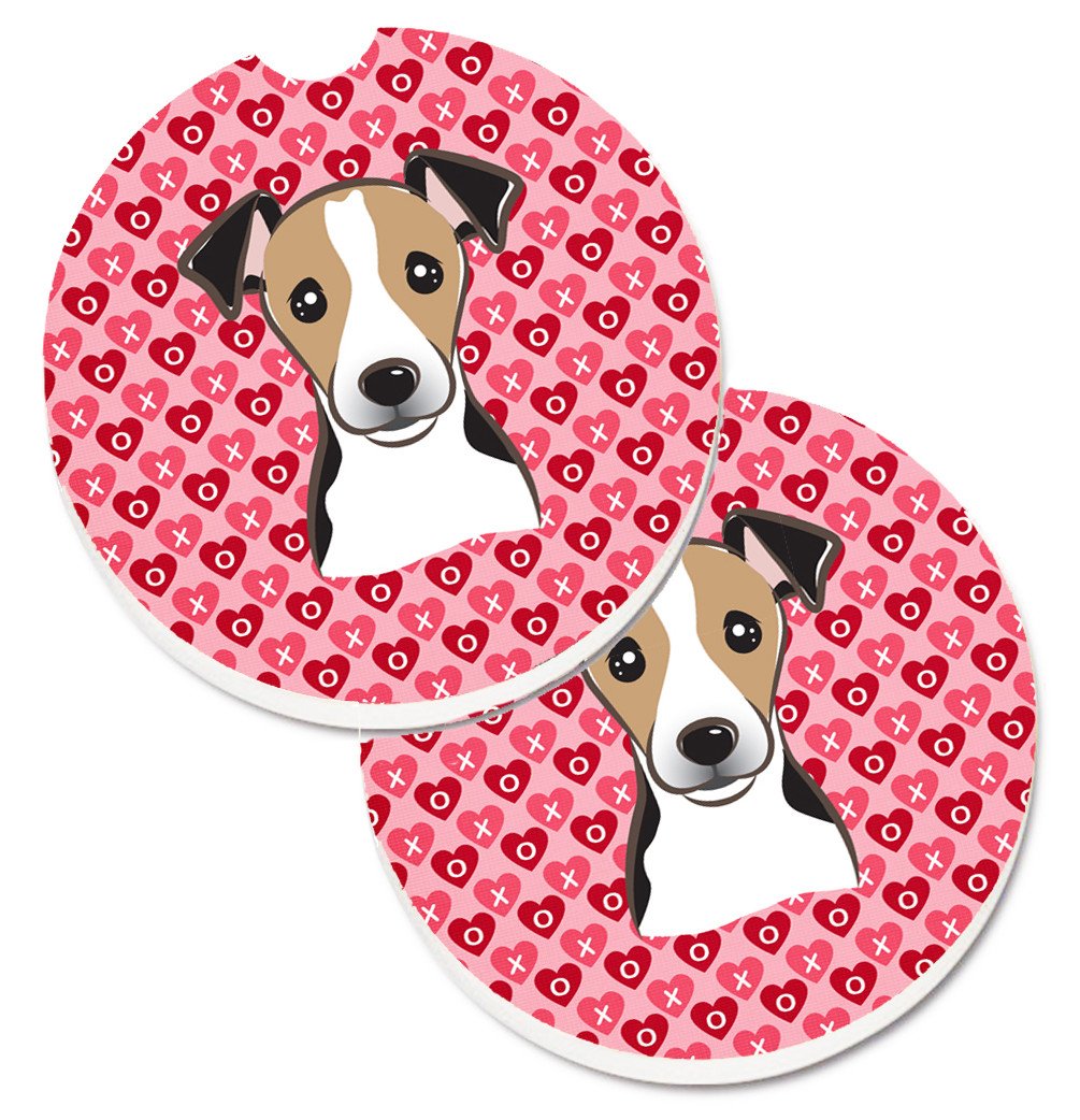 Jack Russell Terrier Hearts Set of 2 Cup Holder Car Coasters BB5331CARC by Caroline&#39;s Treasures