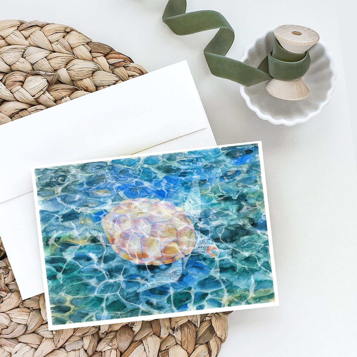 Sea Turtle Under water Greeting Cards and Envelopes Pack of 8 - the-store.com