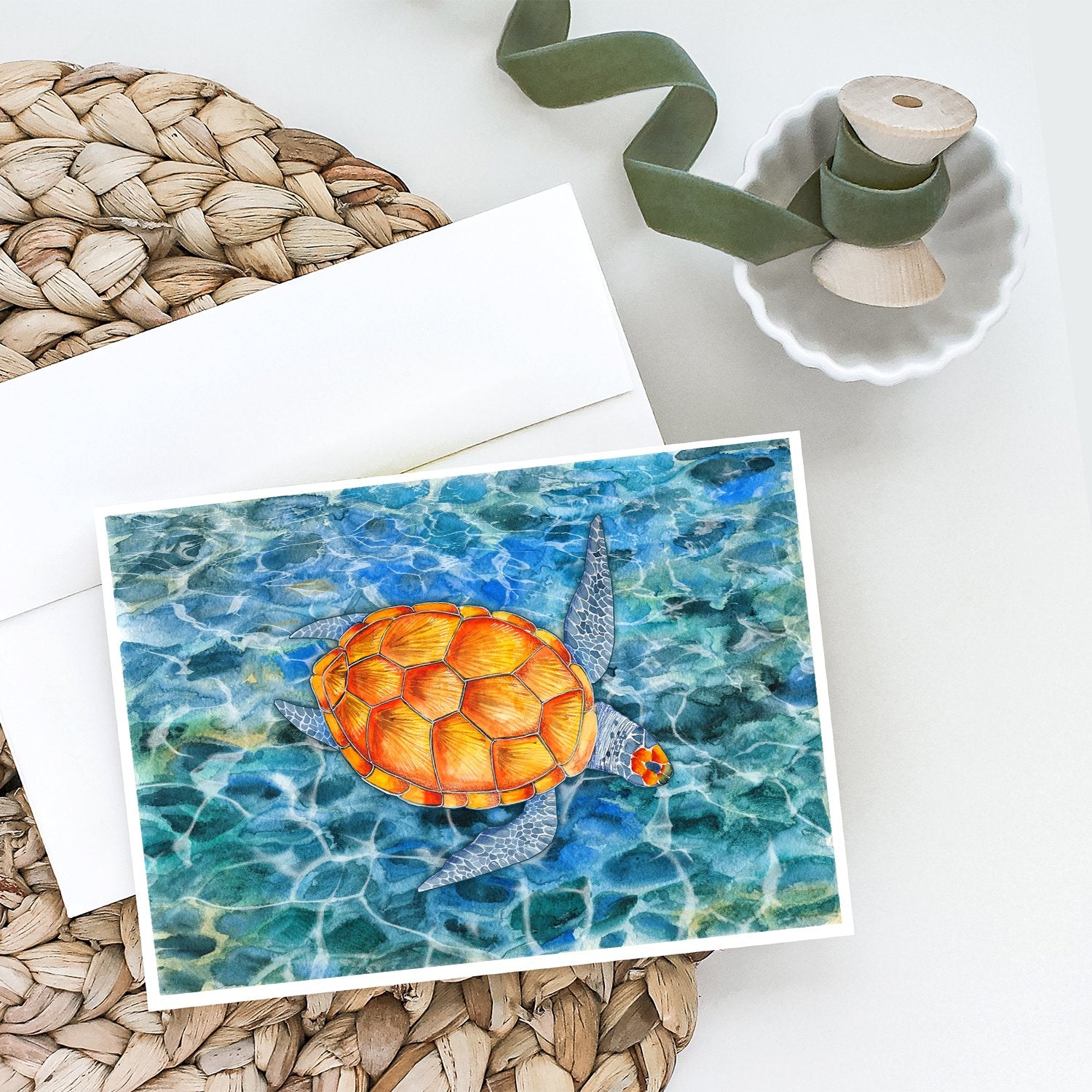 Sea Turtle Greeting Cards and Envelopes Pack of 8 - the-store.com