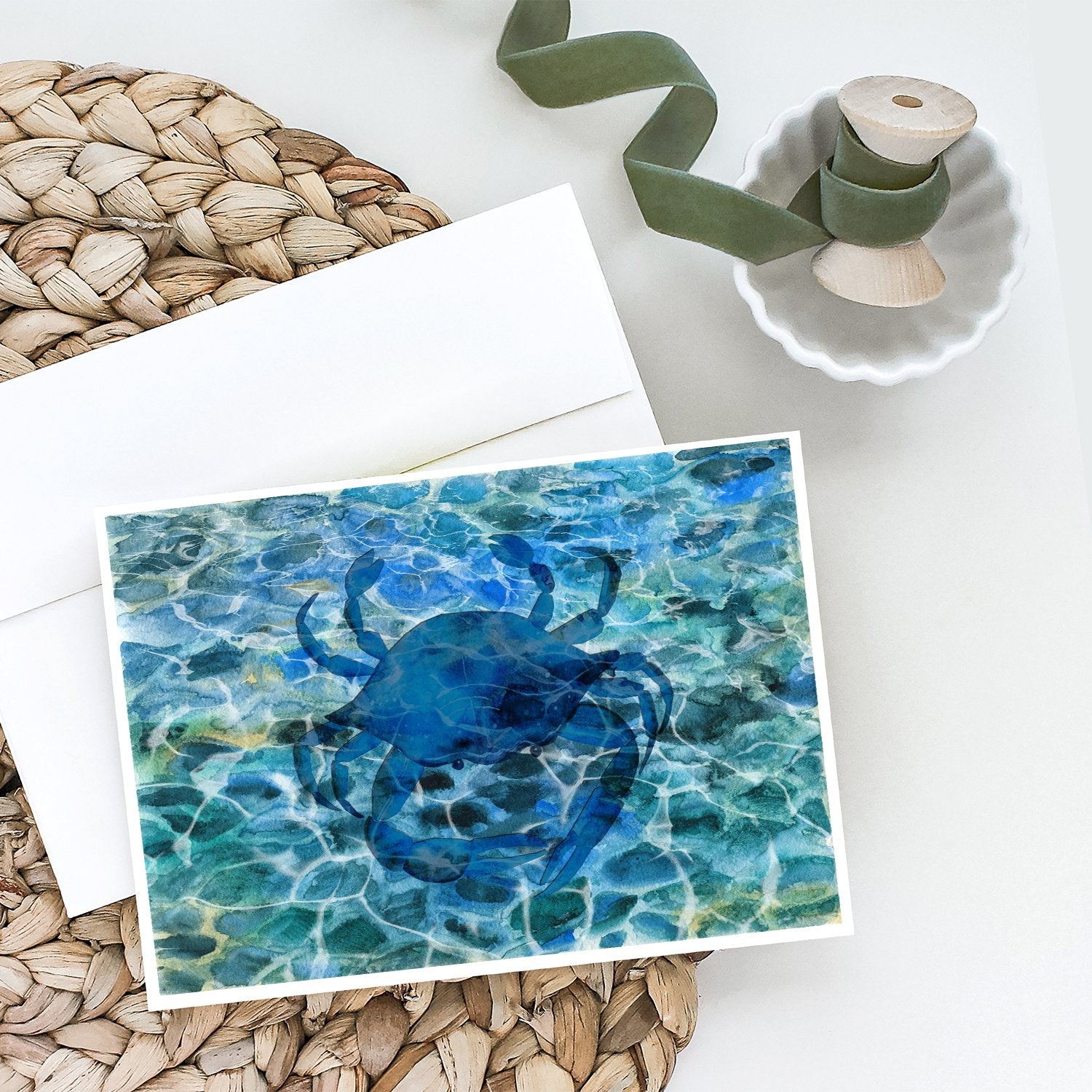 Blue Crab Under Water Greeting Cards and Envelopes Pack of 8 - the-store.com